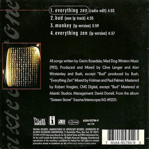 Bush : Everything Zen (CD, Single, Car)