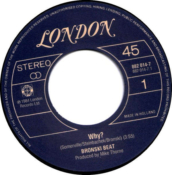 Bronski Beat : Why? (7", Single)