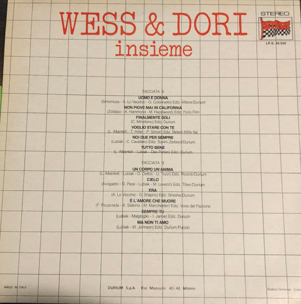 Wess And Dori Ghezzi : Insieme (LP, Album)