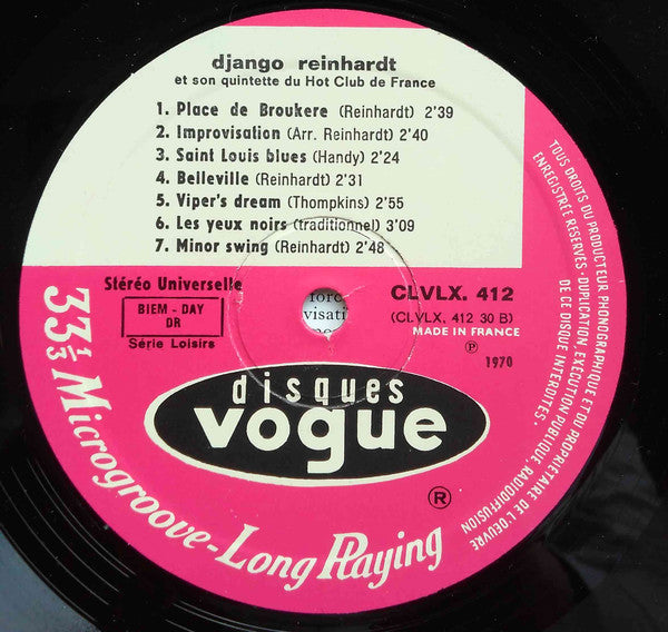 Django Reinhardt Et Son Quintette Du Hot Club De France : Django Reinhardt (LP, Comp, RE)