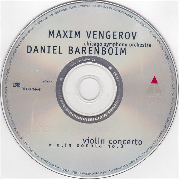 Johannes Brahms, Maxim Vengerov | Daniel Barenboim, Chicago Symphony Orchestra : Violin Concerto / Sonata No. 3 (CD)