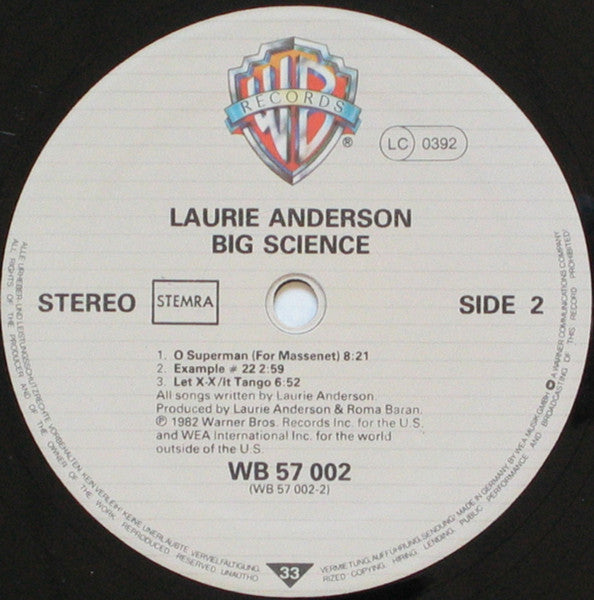 Laurie Anderson : Big Science (LP, Album)