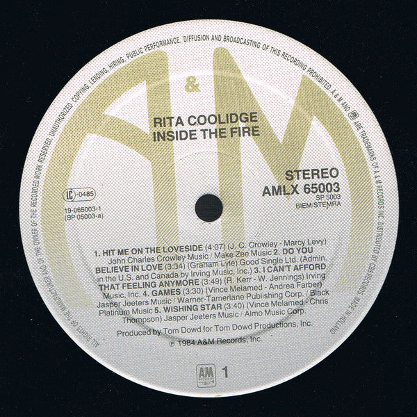 Rita Coolidge : Inside The Fire (LP, Album)