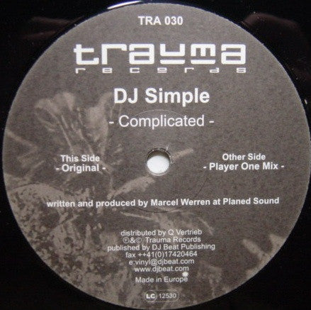 DJ Simple : Complicated (12")