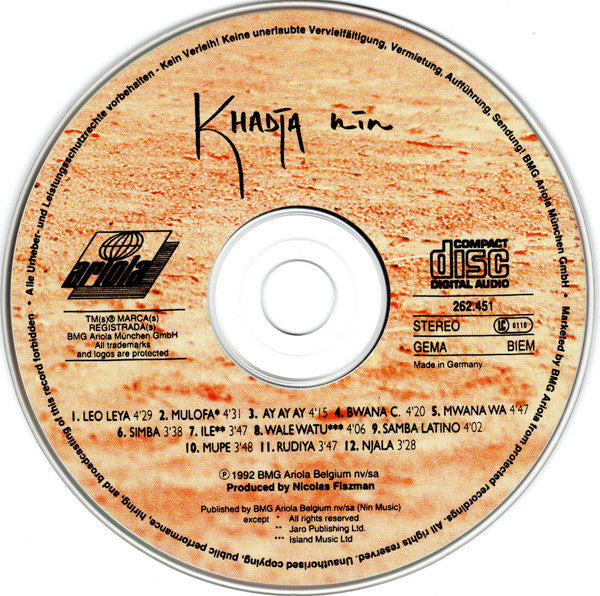Khadja Nin : Khadja Nin (CD, Album, Ora)