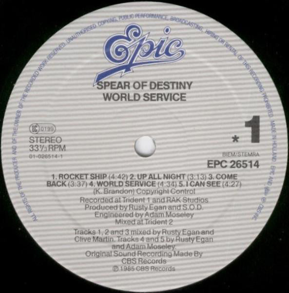 Spear Of Destiny : World Service (LP, Album)