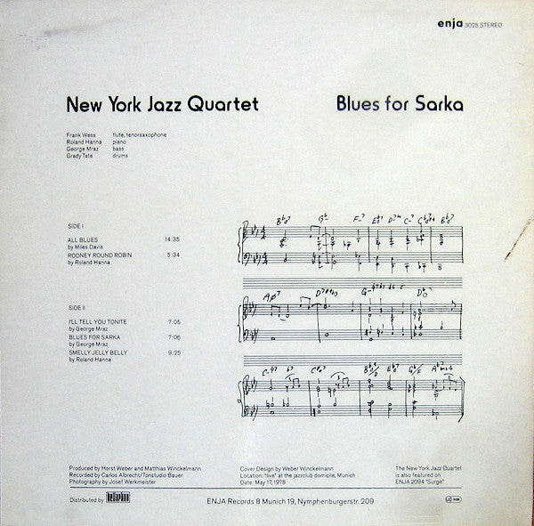 New York Jazz Quartet : Blues For Sarka (LP, Album)