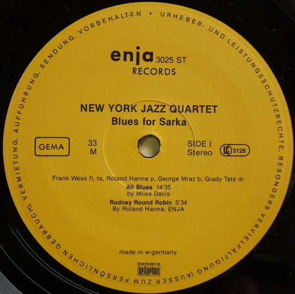 New York Jazz Quartet : Blues For Sarka (LP, Album)