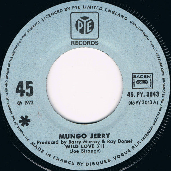 Mungo Jerry : Wild Love (7", Single)