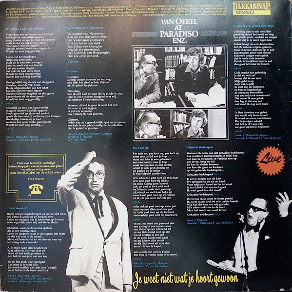 Sjef Van Oekel : Van Oekel (Live) At Paradiso Enz. (LP, Album)