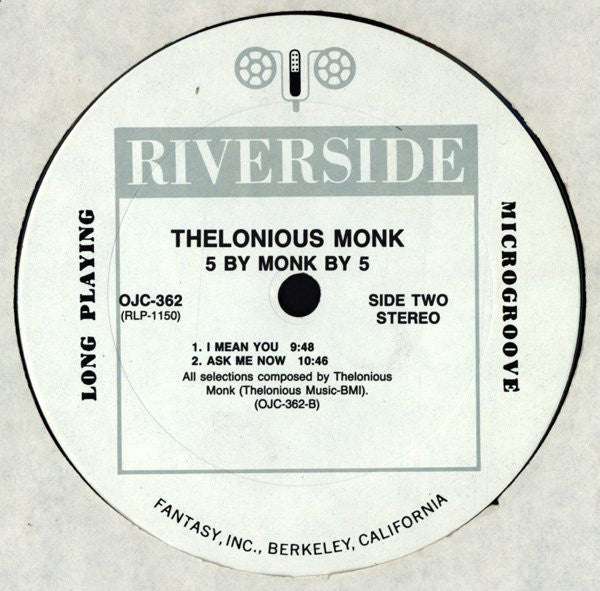 The Thelonious Monk Quintet : 5 By Monk By 5 (LP, Album, RE, RM)