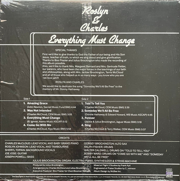 Roslyn & Charles : Everything Must Change (LP, Album, Ltd, RE)