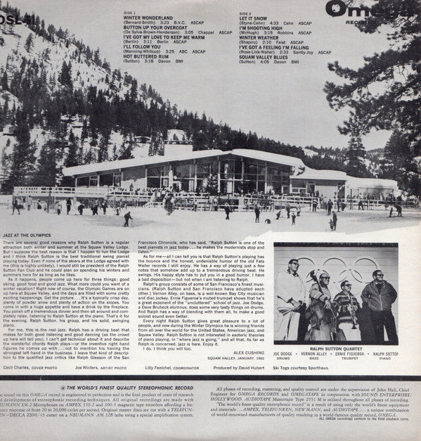 The Ralph Sutton Quartet : Jazz At The Olympics (LP, Album)