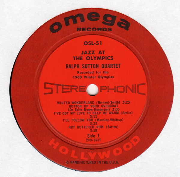 The Ralph Sutton Quartet : Jazz At The Olympics (LP, Album)