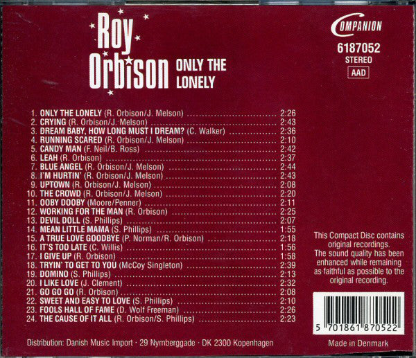 Roy Orbison : Only The Lonely (CD, Comp)