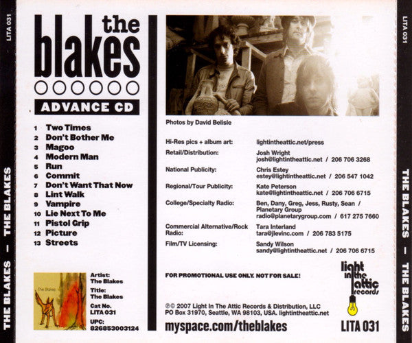 The Blakes : The Blakes (CD, Advance, Album, Promo)