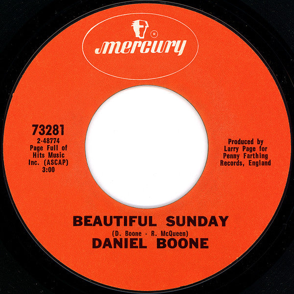Daniel Boone : Beautiful Sunday (7", Single, Styrene, Pit)