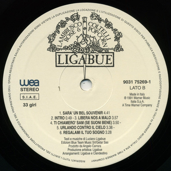 Ligabue* : Lambrusco Coltelli Rose & Pop Corn (LP, Album)