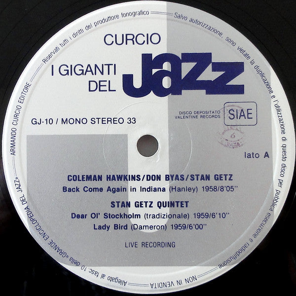 Coleman Hawkins, Stan Getz, Don Byas : I Giganti Del Jazz Vol. 10 (LP, Comp)
