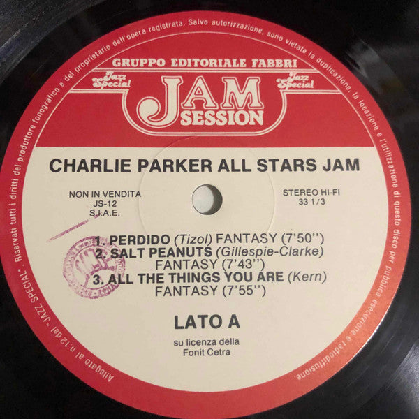 Charlie Parker : Charlie Parker All Stars Jam (LP, Album, Mono, RE, Gat)