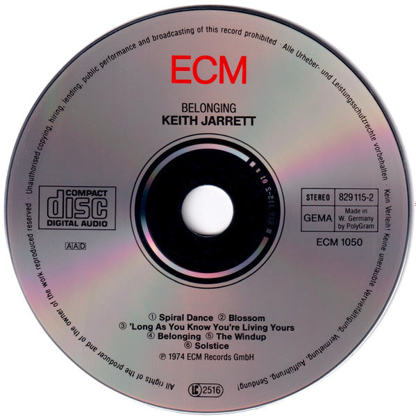 Jan Garbarek, Keith Jarrett, Palle Danielsson, Jon Christensen : Belonging (CD, Album, RE, Pol)