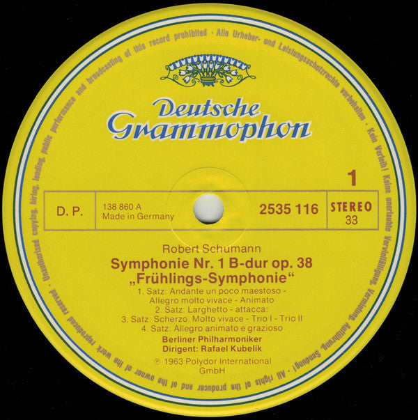Robert Schumann - Berliner Philharmoniker - Rafael Kubelik : Symphonie Nr. 1 "Frühling" • Symphonie Nr. 4 (LP, RE)