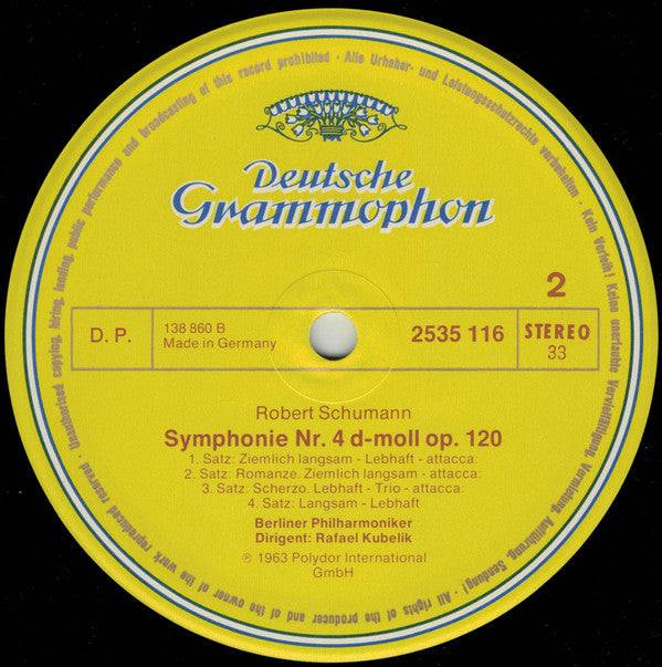Robert Schumann - Berliner Philharmoniker - Rafael Kubelik : Symphonie Nr. 1 "Frühling" • Symphonie Nr. 4 (LP, RE)