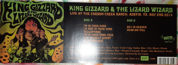 King Gizzard And The Lizard Wizard : Live At The Carson Creek Ranch, Austin, Tx. May 2nd 2014 (LP, RSD, Num, Red)