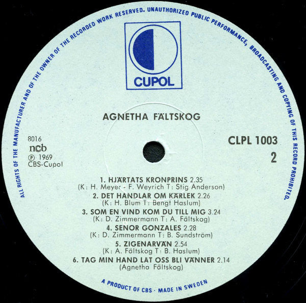 Agnetha Fältskog : Agnetha Fältskog Vol. 2 (LP, Album, RE)
