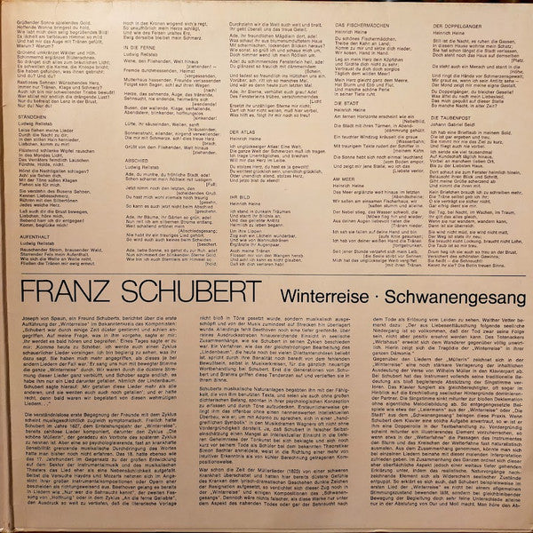 Franz Schubert - Hans Hotter - Gerald Moore : Winterreise D. 911 / Schwanengesang D. 957 (2xLP, Mono)