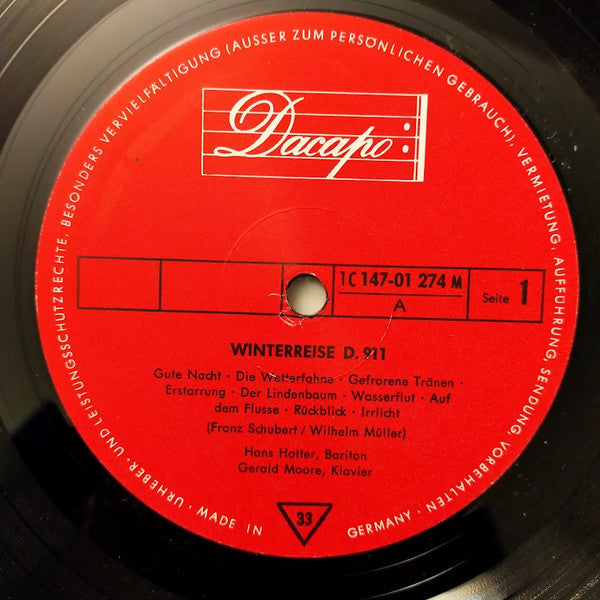 Franz Schubert - Hans Hotter - Gerald Moore : Winterreise D. 911 / Schwanengesang D. 957 (2xLP, Mono)