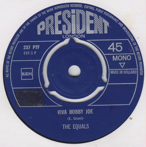 The Equals : Viva Bobby Joe / I Can't Let You Go (7", Single, Mono)