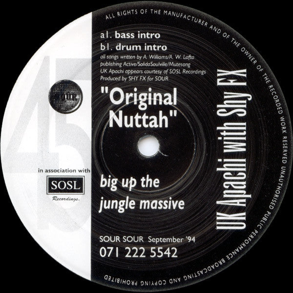 UK Apachi With Shy FX : Original Nuttah (12")