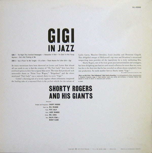 Shorty Rogers And His Giants : "Gigi" In Jazz (LP, Album, RE)