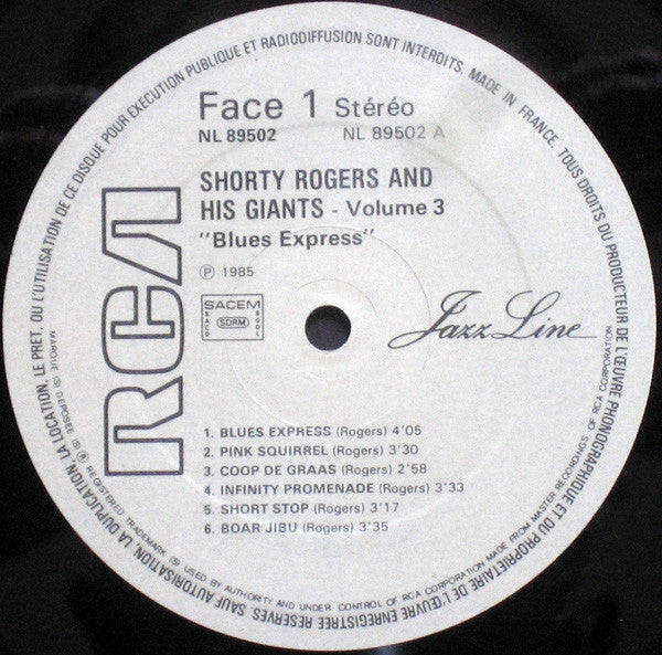 Shorty Rogers And His Giants : Vol. 3 - Blues Express (LP, Album)