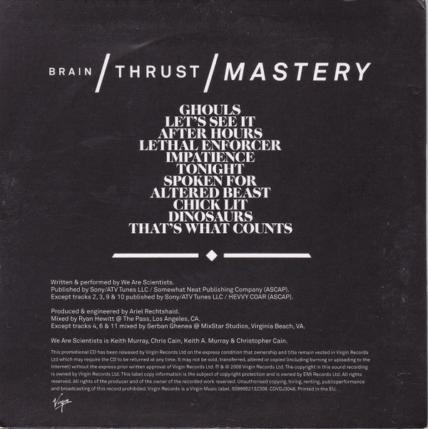 We Are Scientists : Brain Thrust Mastery (CD, Album, Promo)