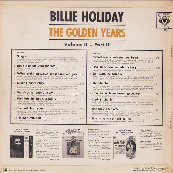 Billie Holiday : The Golden Years Volume II - Part III (LP, Comp)