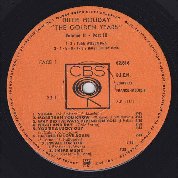 Billie Holiday : The Golden Years Volume II - Part III (LP, Comp)