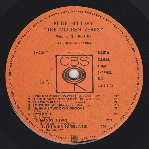 Billie Holiday : The Golden Years Volume II - Part III (LP, Comp)