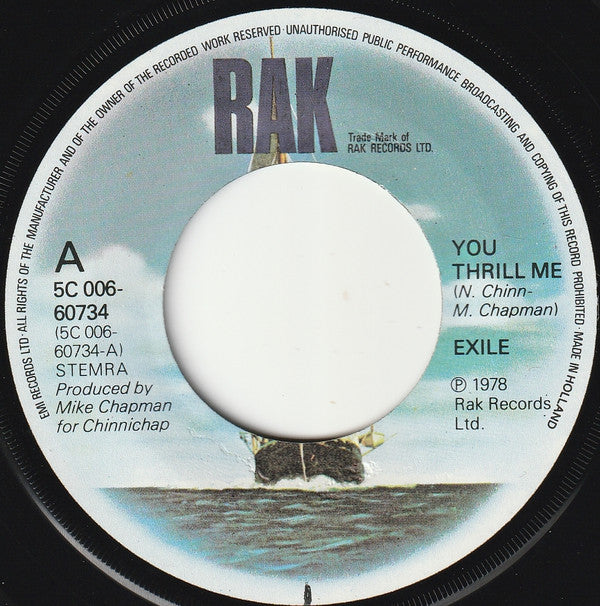 Exile (7) : You Thrill Me (7", Single)