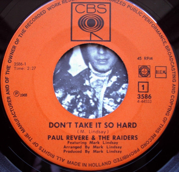 Paul Revere & The Raiders Featuring Mark Lindsay : Don't Take It So Hard (7", Single)
