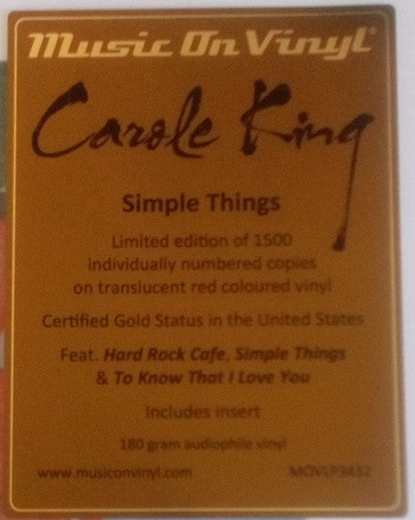 Carole King : Simple Things (LP, Album, Ltd, Num, RE, Gat)