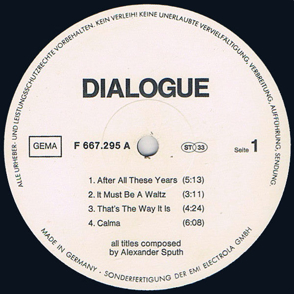 Alexander Sputh & Paul Shigihara : Dialogue (LP, Album)