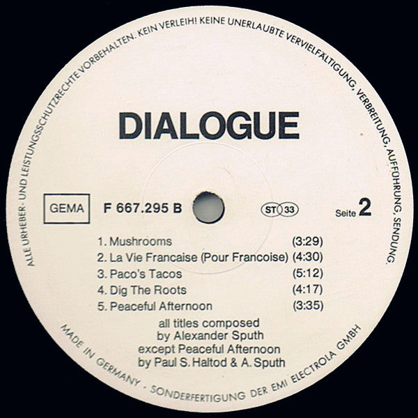 Alexander Sputh & Paul Shigihara : Dialogue (LP, Album)