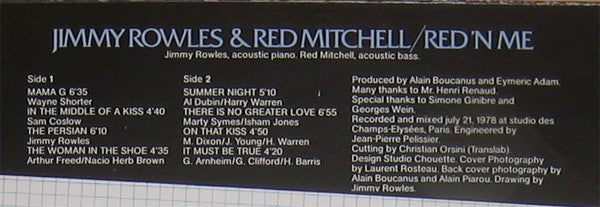 Jimmy Rowles & Red Mitchell : Red'n Me (LP, Album)