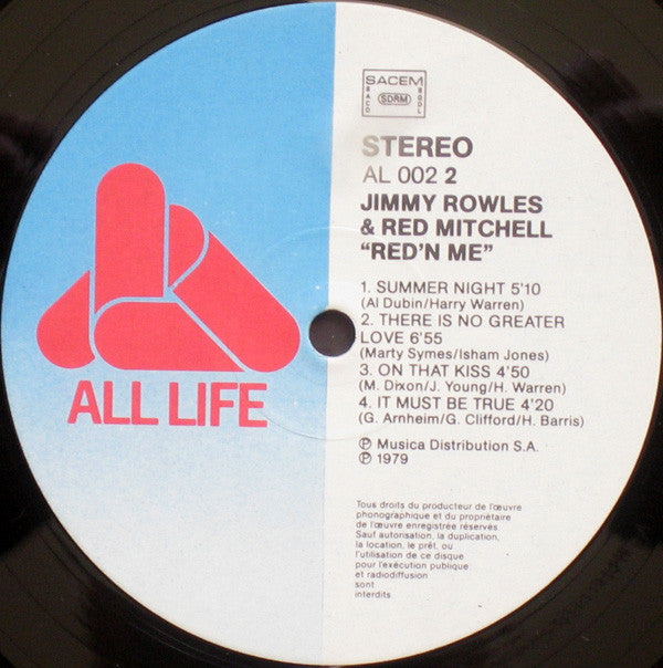 Jimmy Rowles & Red Mitchell : Red'n Me (LP, Album)