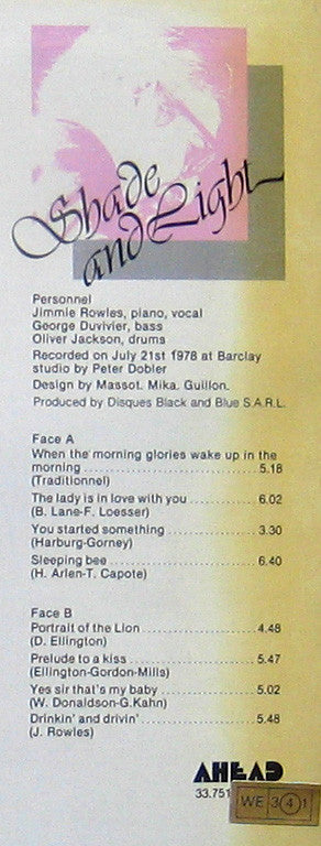 Jimmie Rowles* : Shade And Light (LP, Album)