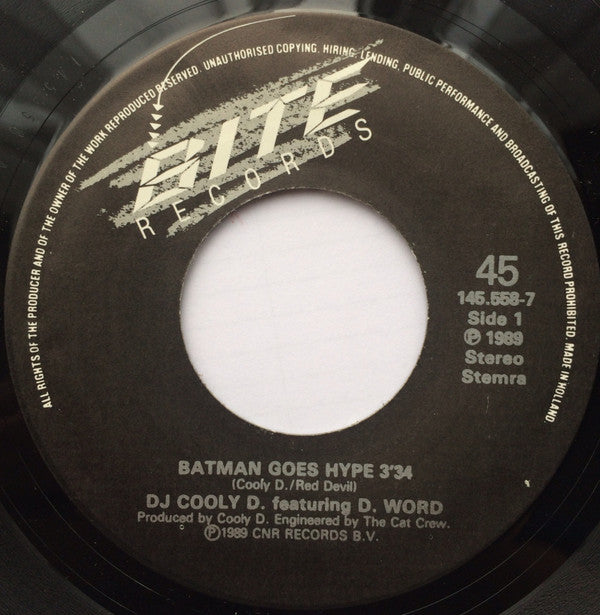 Cooly D Featuring D-word : Batman Goes Hype (7")