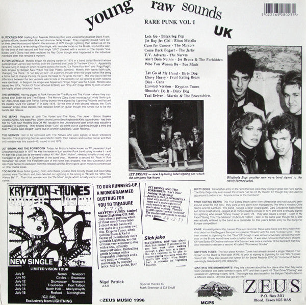 Various : Young Raw Sounds UK (Rare Punk Vol 1) (LP, Comp)
