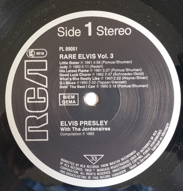 Elvis Presley : Rare Elvis Vol. 3 (LP, Comp)